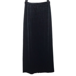 Express World Brand Velvet Maxi Skirt Black Back Slit Size XS Vintage Y2K
